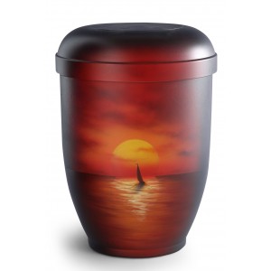 Hand Painted Biodegradable Cremation Ashes Urn – Sunset Sail